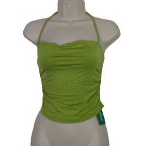 Shein EZwear Green Cropped Halter Top Women Size S Ruched Casual Vacay NEW